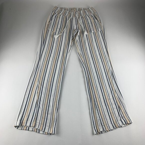 Roxy Pants - Roxy Striped Cotton Blend Gauze Pull On Wide Leg Lounge Pant L
